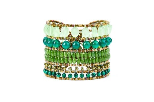 Monochromo Green Multi Gemstone Cuff Bracelet