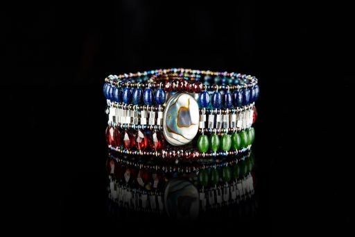 Red Garnet Gemstone & Silver Beads Bracelet
