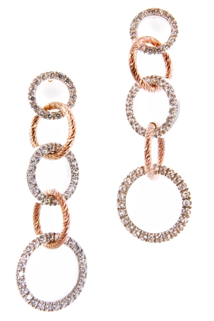 Cubic Zirconia Embellished Chandelier Hoop Earrings in Rose